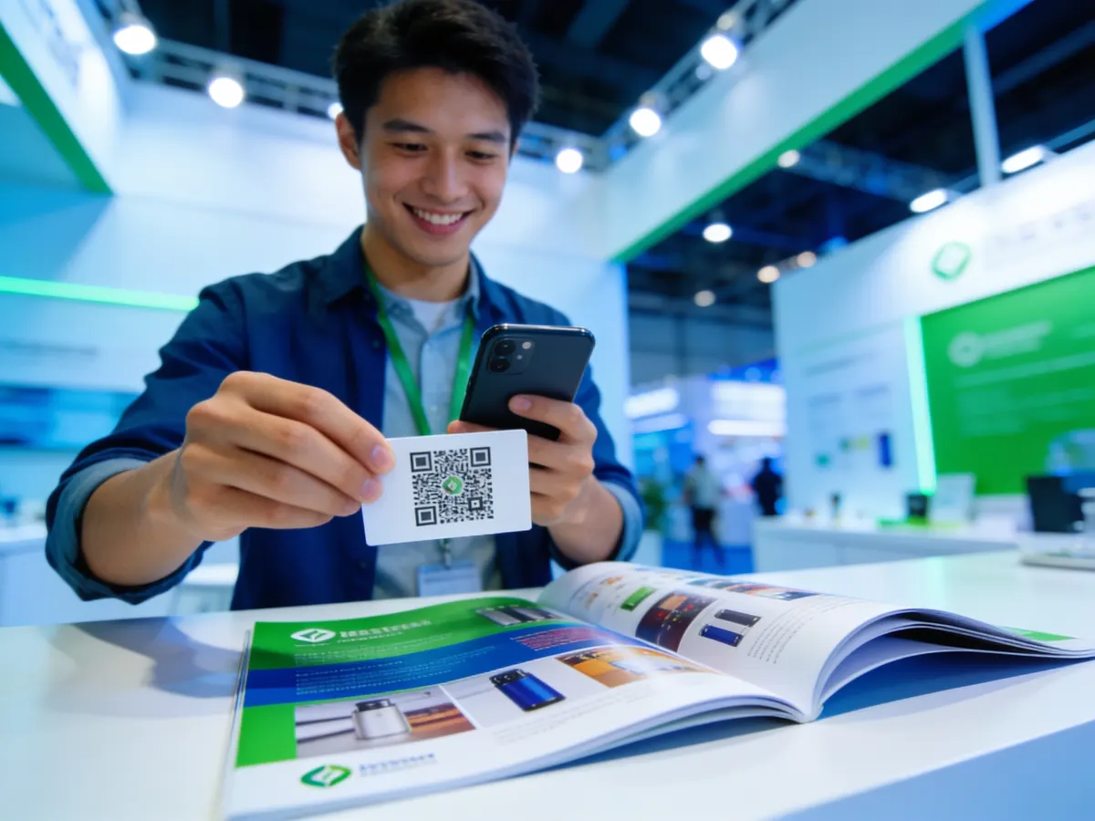 Un código QR del catálogo colocado en un mostrador